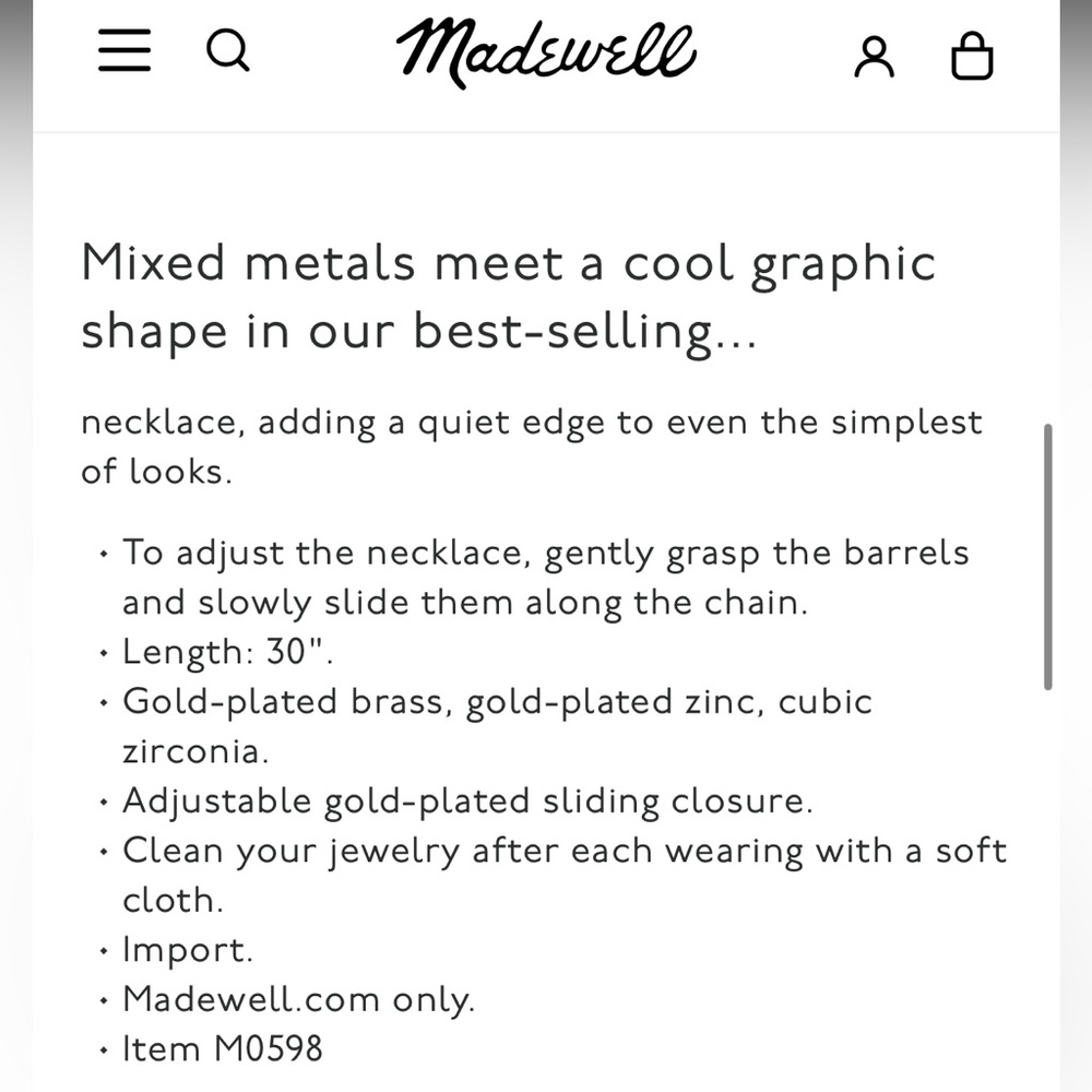 Madewell Arrowstack Adjustable Necklace In Vintag… - image 7